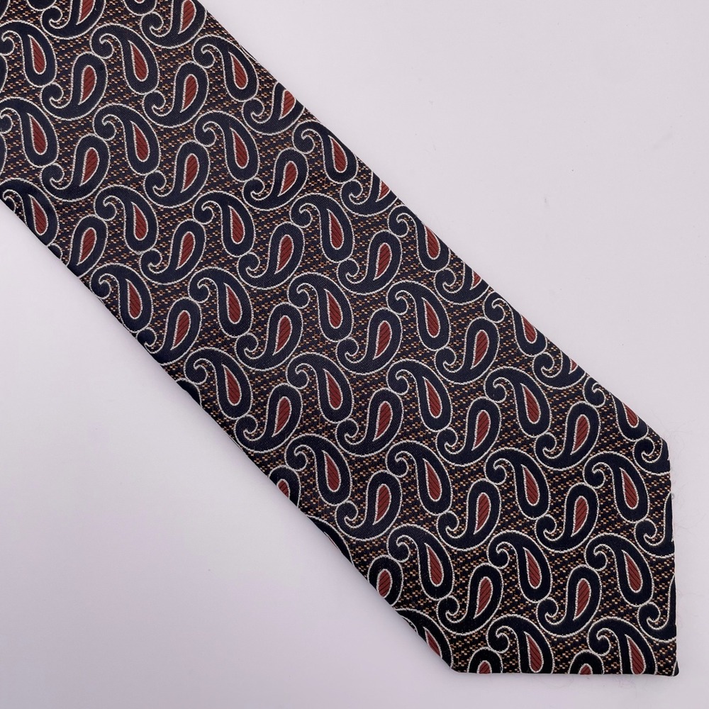 Ermenegildo Zegna Paisley Silk‎ Necktie Italy Classic Pattern Dress Tie
